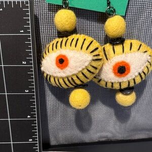 Yellow and Orange Eye Design Kids Earrings